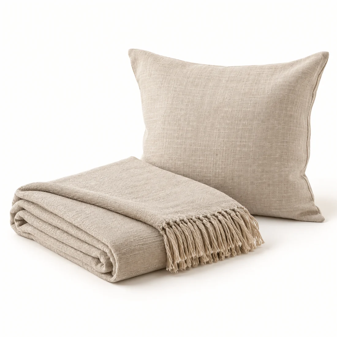 Softline Throw & Cover Set — Oat